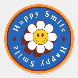 Adesivo D Blue Brown Modern Bold Illustrado Sorriso Feliz