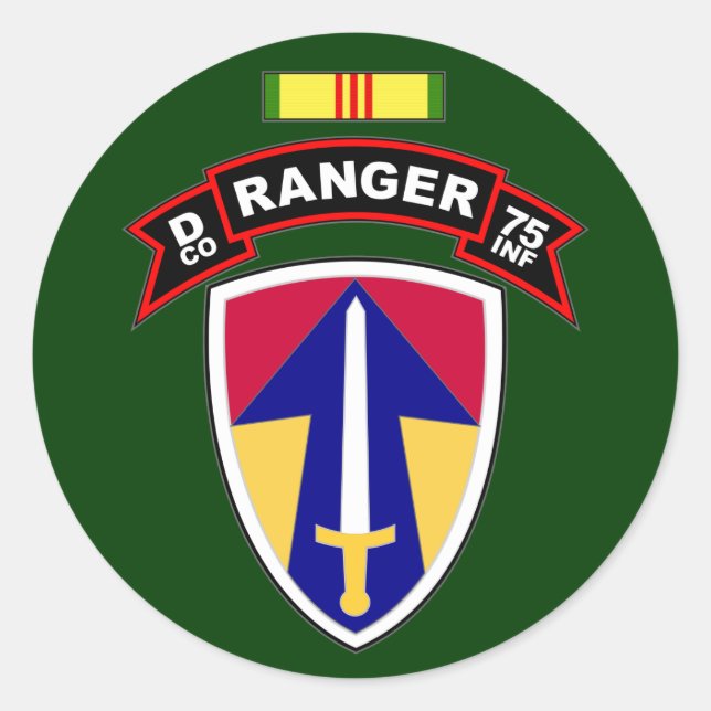 Adesivo D Co, 75.º Regimento de Infantaria - Rangers, Viet (Frente)
