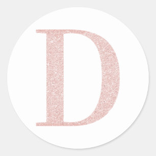 Adesivo D de Glitter Rosa Dourado Pálido Feminino