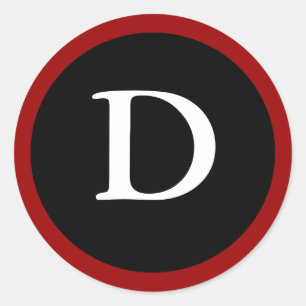 Adesivo D: Letra D inicial - Stick vermelho, branco e pret