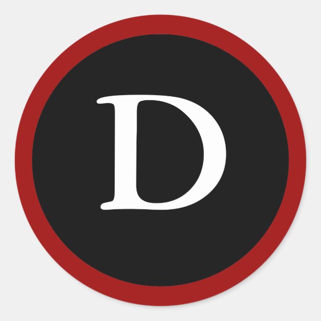 Adesivo D: Letra D inicial - Stick vermelho, branco e pret (Frente)
