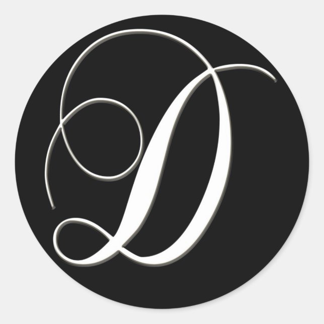 Adesivo D monograma - elegante preto e branco (Frente)