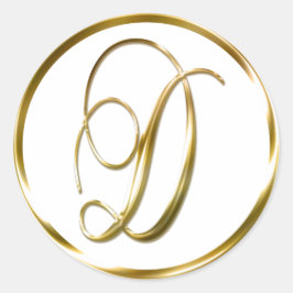 Adesivo D Monograma Faux Envelope Dourado Ou Favor Selo