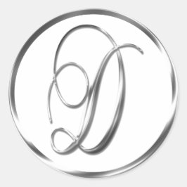 Adesivo D Monograma Faux Silver Envelope Ou Favor Seal