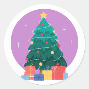 Adesivo da árvore de Natal - Adesivo redondo