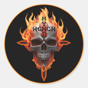 Adesivo da Banda de Heavy Metal Rock Caveira Flame