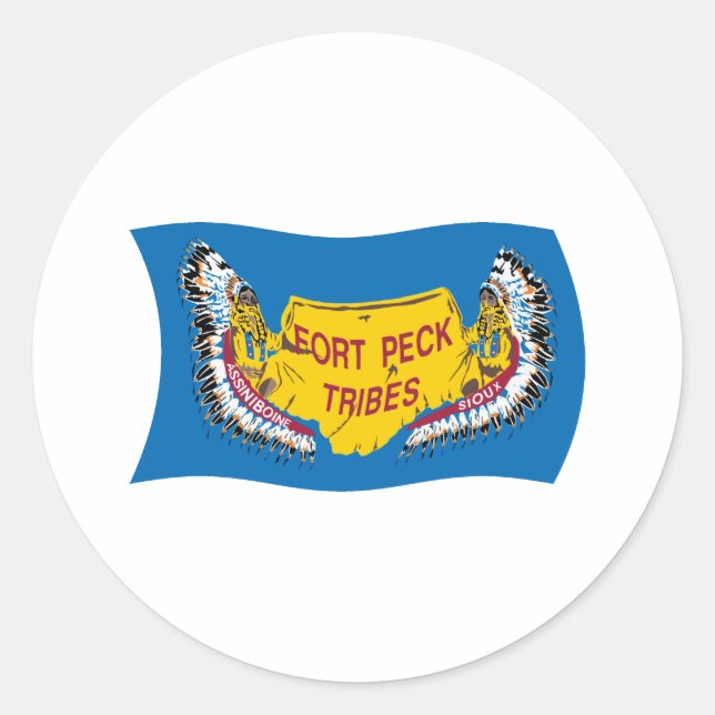 Adesivo da bandeira Assiniboine de Fort Peck (Frente)