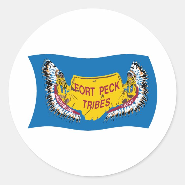 Adesivo da bandeira Assiniboine de Fort Peck (Frente)