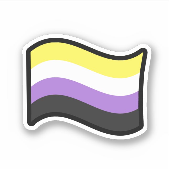 Adesivo da Bandeira Fofo Não Binário (Frente)