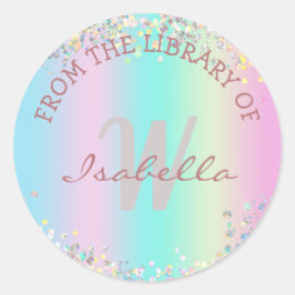 Adesivo Da Biblioteca de - Glitter Holográfico do Unicórni