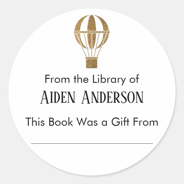 Adesivo Da Biblioteca do Dourado Balão de Ar Quente (Frente)