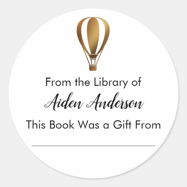 Adesivo Da Biblioteca do Dourado Balão de Ar Quente (Frente)
