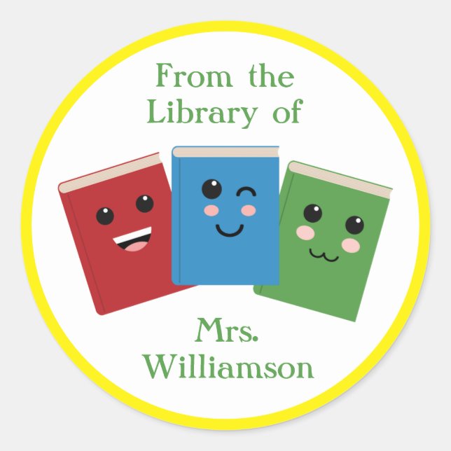 Adesivo Da Biblioteca do Nome do Professor Clas Personaliz (Frente)