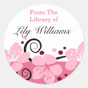 Adesivo Da biblioteca dos Bookplates - rosa