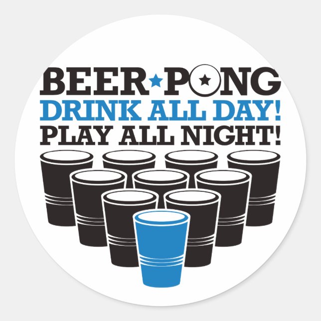 Adesivo Da cerveja de Pong da bebida o dia inteiro do jogo (Frente)