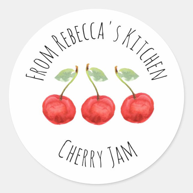 Adesivo Da Cozinha da Cherry Jam   Clássico Redondo  (Frente)