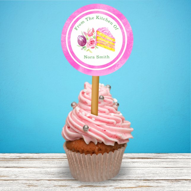 Adesivo Da Cozinha De Bolo De Aquarela Com Flores (Criador carregado)