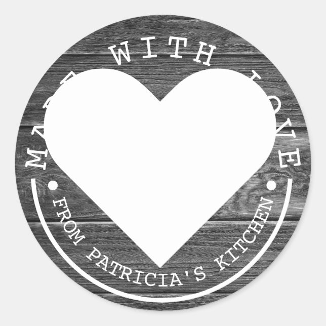 Adesivo Da Cozinha De - Feita Com Amor, Madeira Negra (Frente)