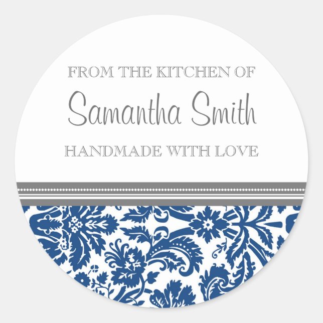 Adesivo Da Cozinha do Sticker Blue Damask (Frente)
