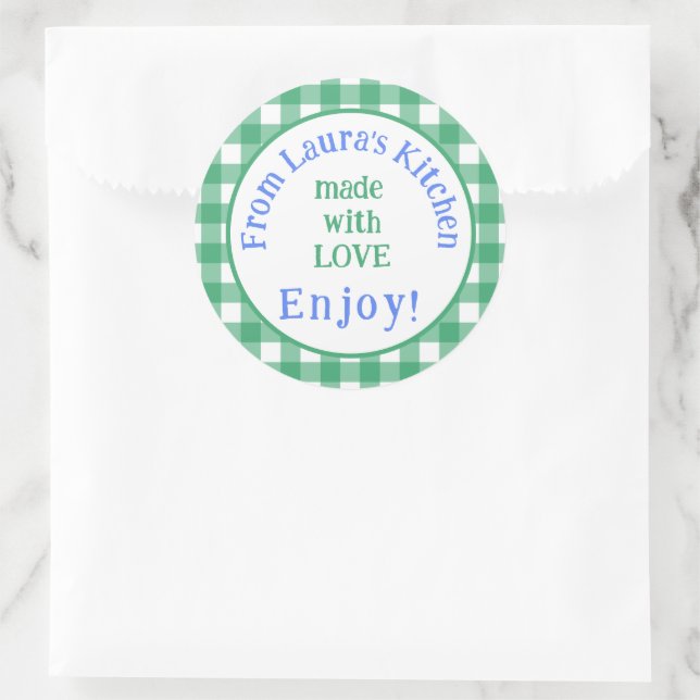 Adesivo Da Cozinha NAME com Amor Xadrez Verde (Bolsa)