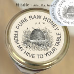 Adesivo Da Minha Colmeia À Sua Mesa Vintage Passe Logotipo<br><div class="desc">Esta bonito bifurcação com texto editável funciona lindamente como um logotipo de Boné Jar para tampas de Jar de Mel.</div>