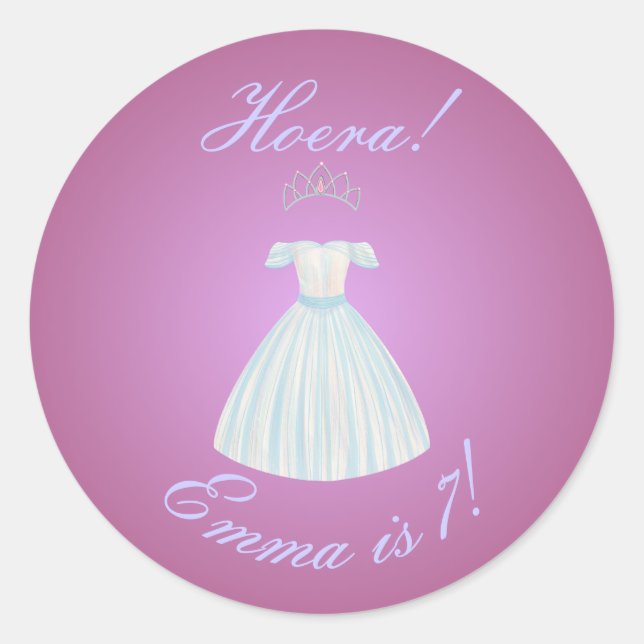 Adesivo da Princesa "Hurra!" Gradiente Rosa & Azul (Frente)