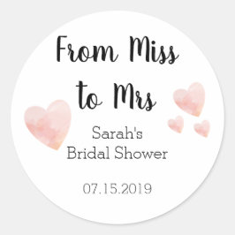 Adesivo Da Senhorita à Sra. Chá de panela Corações Rosa