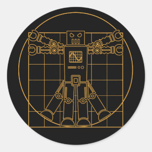 Adesivo Da Vinci Vitruvian Robot Sticker