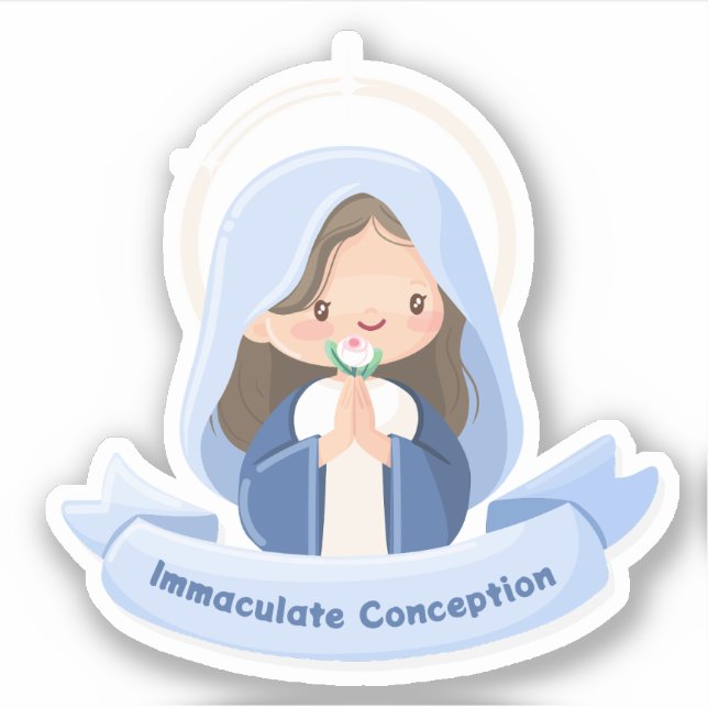 Adesivo da Virgem Maria Kawaii em Oração (Frente)