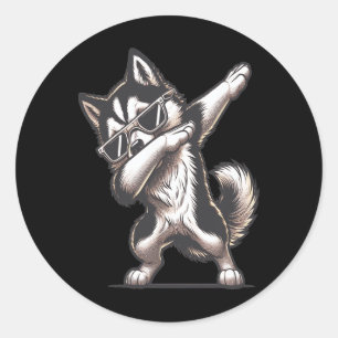 Adesivo Dab Alaskan Rouco Dancing Dabbing Dog