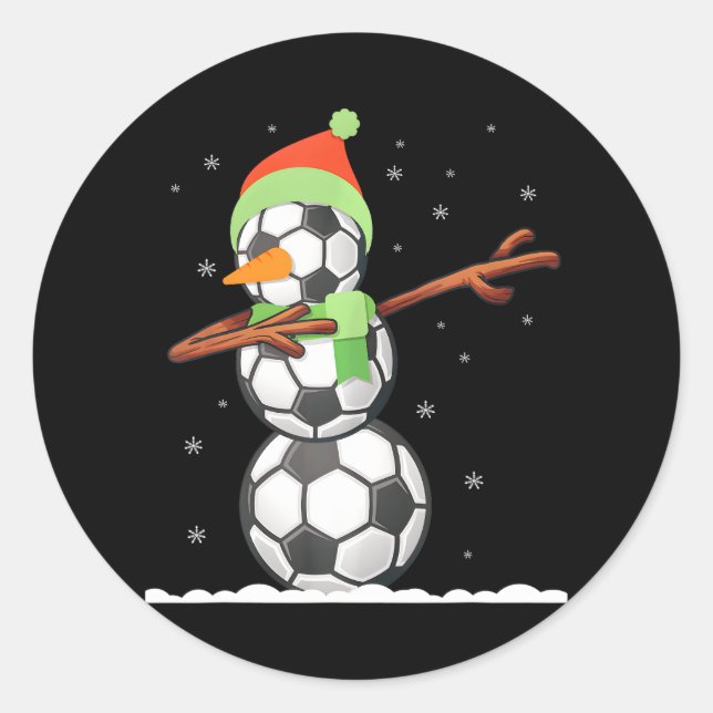 Adesivo Dab Snowman Fez Bolas De Futebol Engraçado Natal (Frente)