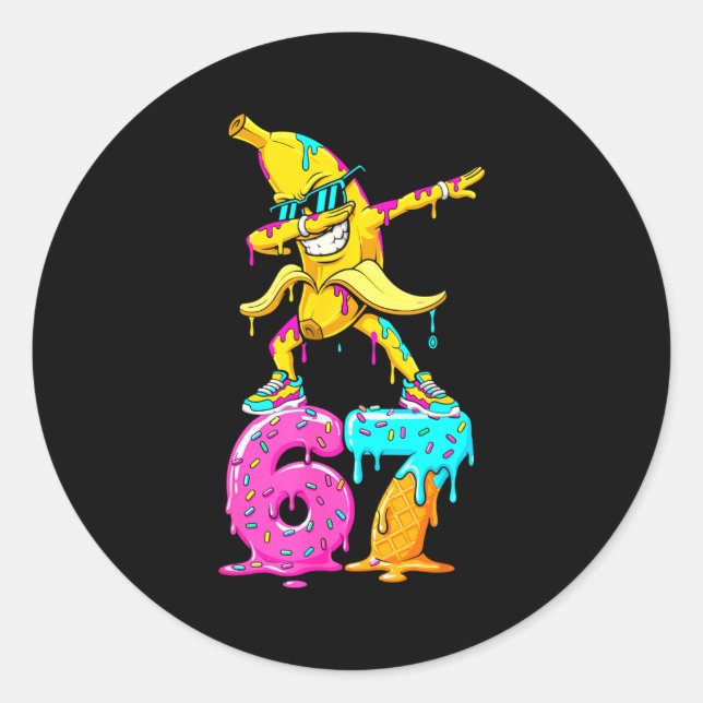Adesivo Dabbing Banana 67 Ice Cream Drip Funny Six Seven M (Frente)