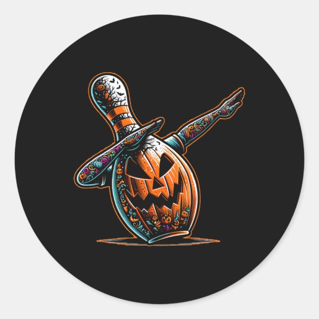 Adesivo Dabbing Boliche Pin Bowler Jack O Lantern Spooky H (Frente)