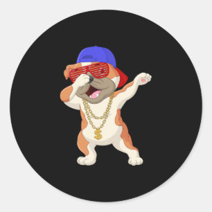 Adesivo Dabbing Bulldog Vestindo sombras E Luzes De Boné D