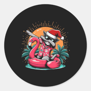 Adesivo Dabbing Cat Christmas em julho no Havaí Flamingo X