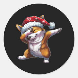 Adesivo Dabbing Corgi Santa Hat Dab Dance Dons de Natal