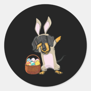 Adesivo Dabbing Easter Bunny Dachshund Doxie Girls Design