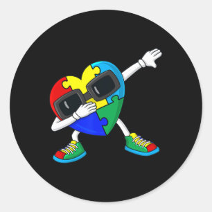 Adesivo Dabbing Heart Quebra-cabeça, peças Autism Dab Boys