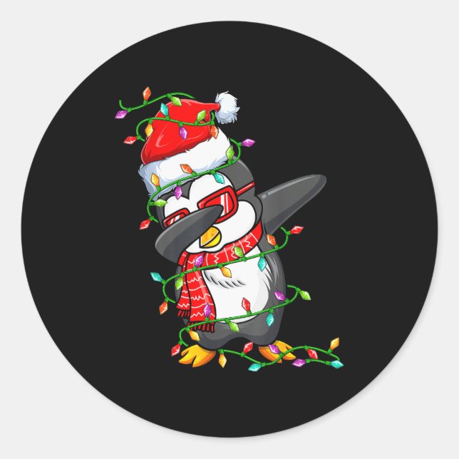 Adesivo Dabbing Penguin Wearing Santa Hat - Penguin Lover  (Frente)