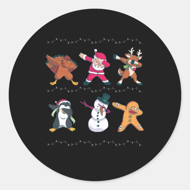 Adesivo Dabbing Santa Claus Reindeer Snowman Dancing (Frente)