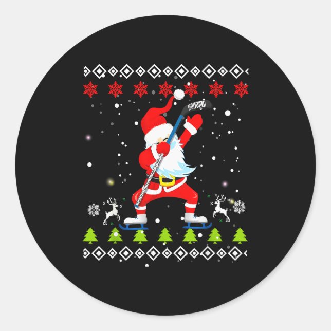 Adesivo Dabbing Santa Hockey Ugly Christmas Sweater Xmas  (Frente)