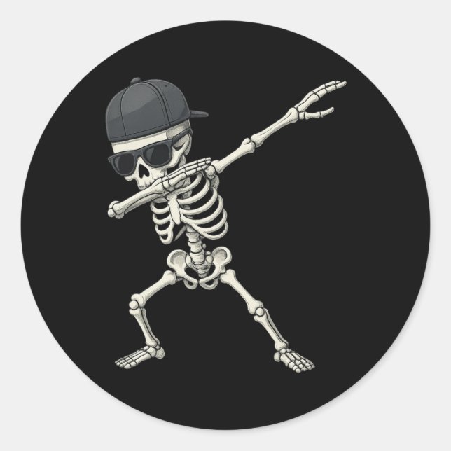 Adesivo Dabbing Skeleton Pirate Halloween Kids Jolly Roger (Frente)