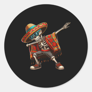 Adesivo Dabbing Skeleton Sombrero Poncho Cinco De Mayo Mex