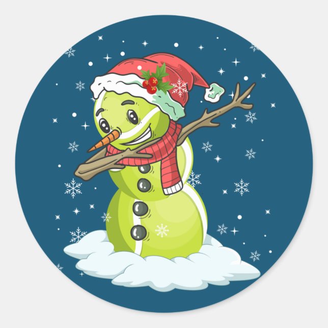 Adesivo Dabbing Snowman Tênis Ball Tee Christmas Xmas (Frente)