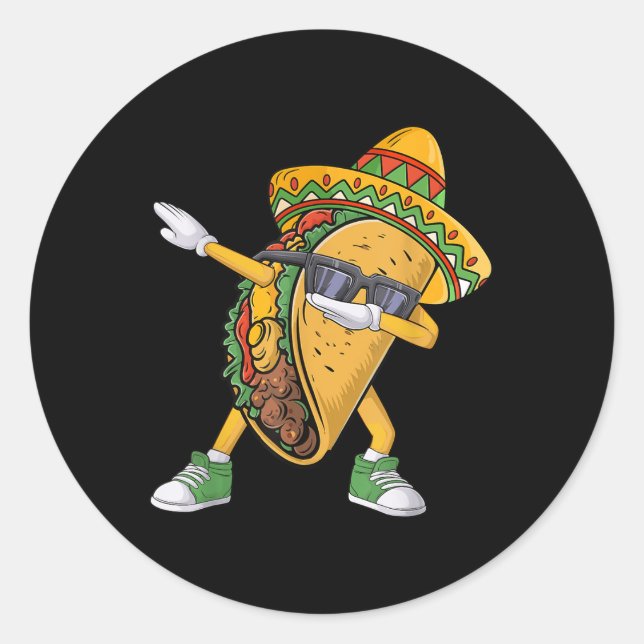 Adesivo Dabbing Taco Cinco De Mayo Engraçado Comida mexica (Frente)