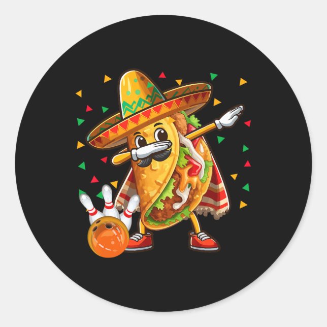 Adesivo Dabbing Taco tocando Boliche Cinco de Mayo Player (Frente)