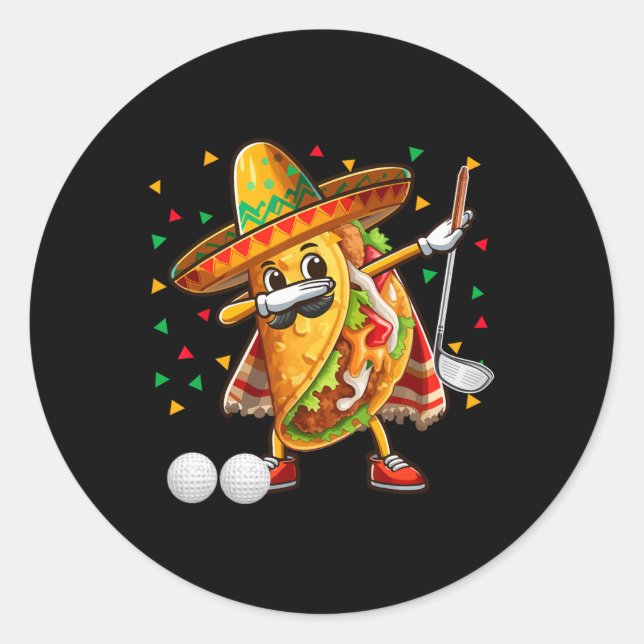 Adesivo Dabbing Taco tocando golfe Cinco de Mayo Player Me (Frente)