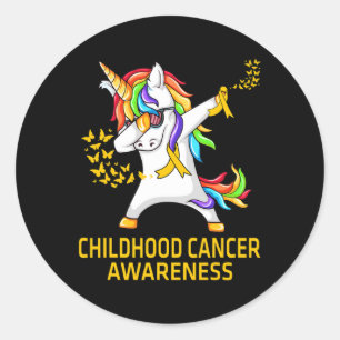 Adesivo Dabbing Unicorn Chilhood Cancer Awarness Warrior
