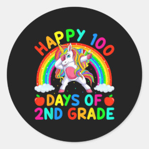 Adesivo Dabbing Unicorn Happy 100º Dia de Formando Escolar