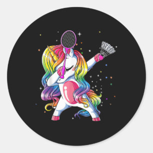 Adesivo Dabbing Unicorn tocando Badminton Player Lover Mat